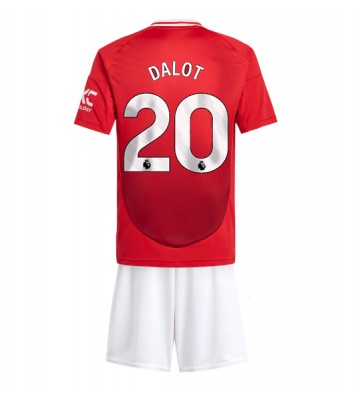 Manchester United Diogo Dalot #20 Primera Equipación Niños 2024-25 Manga Corta (+ Pantalones cortos)